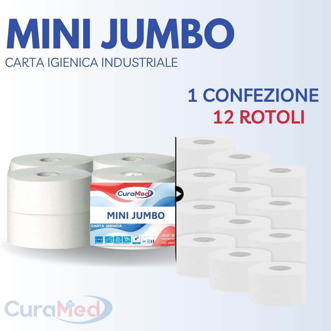 Carta Igienica Industriale Mini Jumbo | 12 Rotoli Da 135mt | Pura Cellulosa Bianca | Per Dispenser | Made In Italy - Foto 11