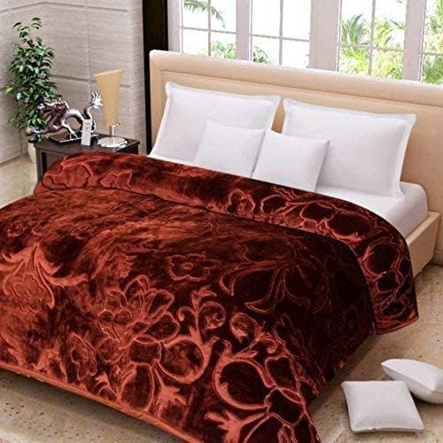 Click HUB Double Bed Winter Blanket King Size Heavy Winter Mink Soft AC Room Fleece All Weather Warm Blanket (Brown, Double)