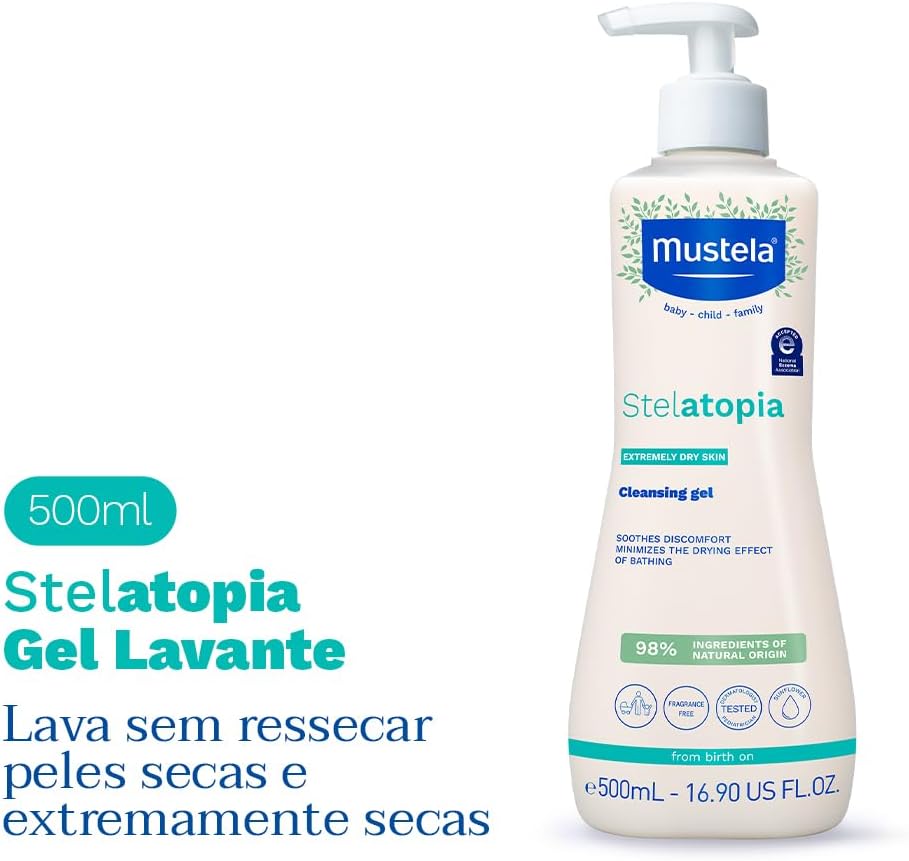 Mustela Stelatopia Gel Lavante 500 ml - Sabonete Líquido Sem Fragrância para Peles Secas e Extremamente Ressecadas - Lava Sem Ressecar a Pele - Seguro para Bebês, Crianças e Adultos - Stelatopia Mustela Stelatopia Gel Lavante 500 ml - Sabonete Líquido Sem Fragrância para Peles Secas e Extremamente Ressecadas - Lava Sem Ressecar a Pele - Seguro para Bebês, Crianças e Adultos - Stelatopia