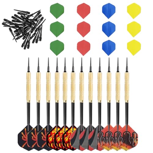 12 Piezas Dardos Punta de Plastico, Dardos de Plástico, Más de 24 Patrones de Dardos, Reemplazo de 100 Puntas de Dardos, Juegos de Dardos de Plástico, Cabezas de Dardos Intercambiables