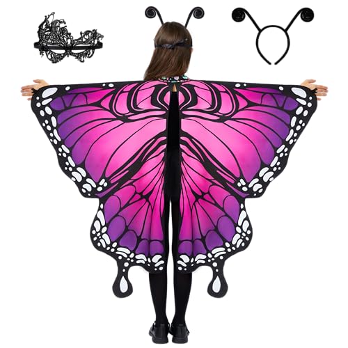 Costume papillon fille Halloween avec ailes de fée et masque en dentelle
