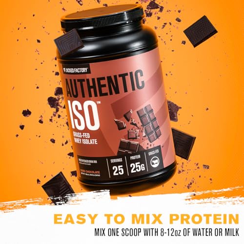 Image of Jacked Factory Authentic ISO Whey Protein Isolate Powder - Low Carb, Non-GMO Muscle Building Protein w /No Fillers, Post Workout Recovery, Dark Chocolate - 25 Servings