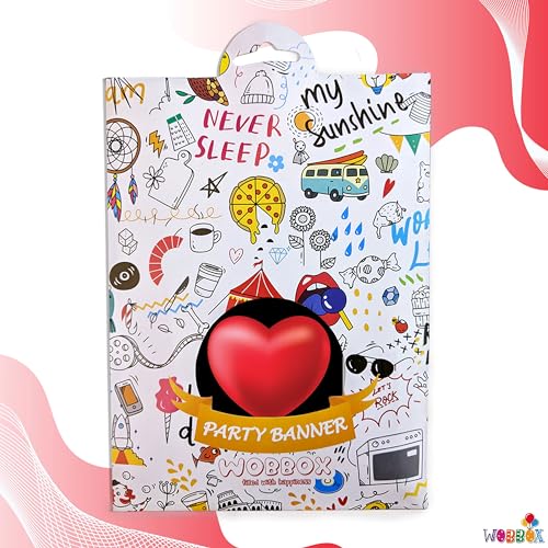 Image of Wobbox Black & White Balloon Text inchI Love You inch Bunting Banner for Anniversary, Pre-Wedding & Wedding, Love Banner for Decoration