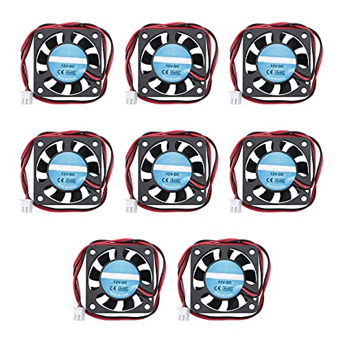 Rowiz 8 Stück 40 mm (4 cm) DC 12 V Lüfter mit 2-poligem Anschluss, bürstenloser Hochgeschwindigkeits-Lüfter, Mini-Kühlkörper für Drucker, Videorecorder, 40 x 10 mm Cover