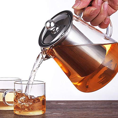 UPKOCH – Bule de chá de vidro com infusor de aço inoxidável e tampa, de 550 ml, recipiente seguro pa