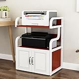 Diseño compacto de mesa de impresora con utilidad multiusos: este soporte para impresora con estante de almacenamiento ofrece almacenamiento en capas sin ocupar exceso de espacio, perfecto para pequeñas oficinas en casa o aulas. El marco de acero resistente garantiza durabilidad, mientras que el diseño espacioso se adapta a impresoras, máquinas de fax y mucho más. Los pies antiarañazos proporcionan una colocación segura en cualquier superficie, por lo que es un complemento práctico para tu espacio de trabajo.