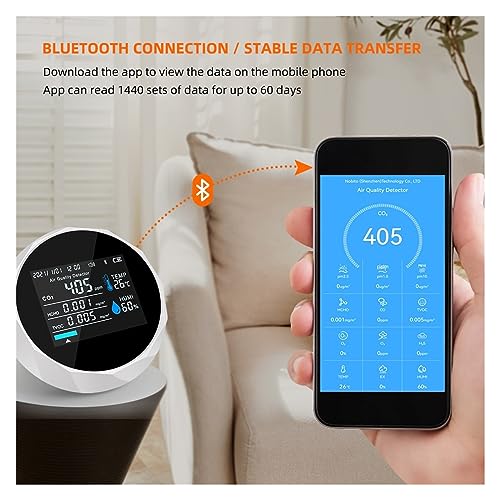 Monitor de aire CO2 multifunción blanco con bluetooth medidor de gas 7