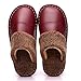 Flip Flop-GQ Couple Pantoufles en Coton d'intérieur Glissement d'hiver Pantoufles d'hiver en Peluche-Sauce Rouge_42-43