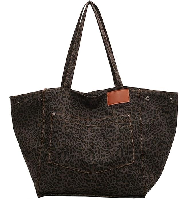 BelleVive Tragetasche Leopardenmuster Handtasche Umhängetasche Damen Leopard Shopper Damen Große Umhängetasche Persönlichkeiten Tragetaschen Handtaschen Modetasche, Braun