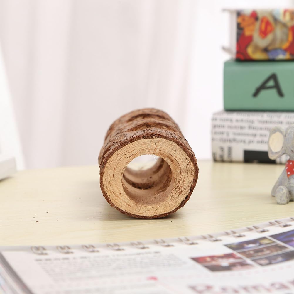 Mipcase Wooden Hamster Tunnel Toys 2-Pack Small Animal Hollow Tree Hole Play Tubes for Hamsters Guinea Pigs Rats Pet Hideout Shelter 7.87X2.16X2.16 Inch