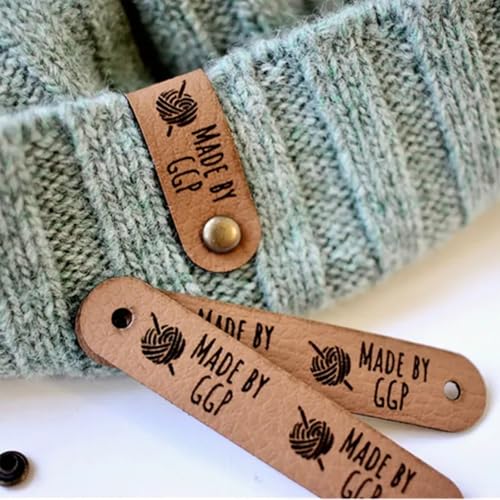 Crochet artisanal : étiquette en cuir personnalisé pour finitions tricot de luxe