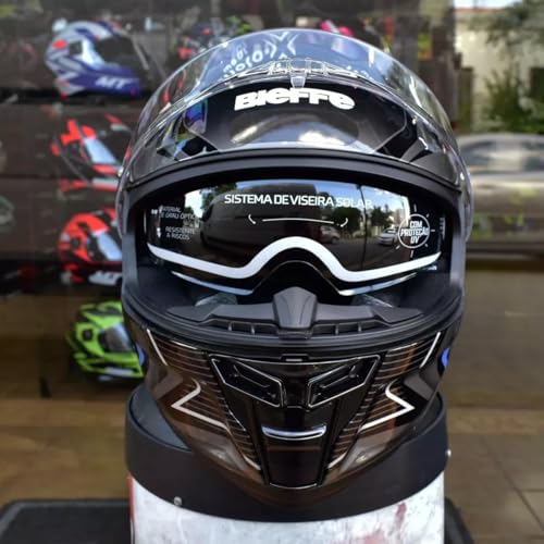 Capacete Esportivo Com Oculos Solar Interno Bieffe B-Fast Strak Preto Azul - 60