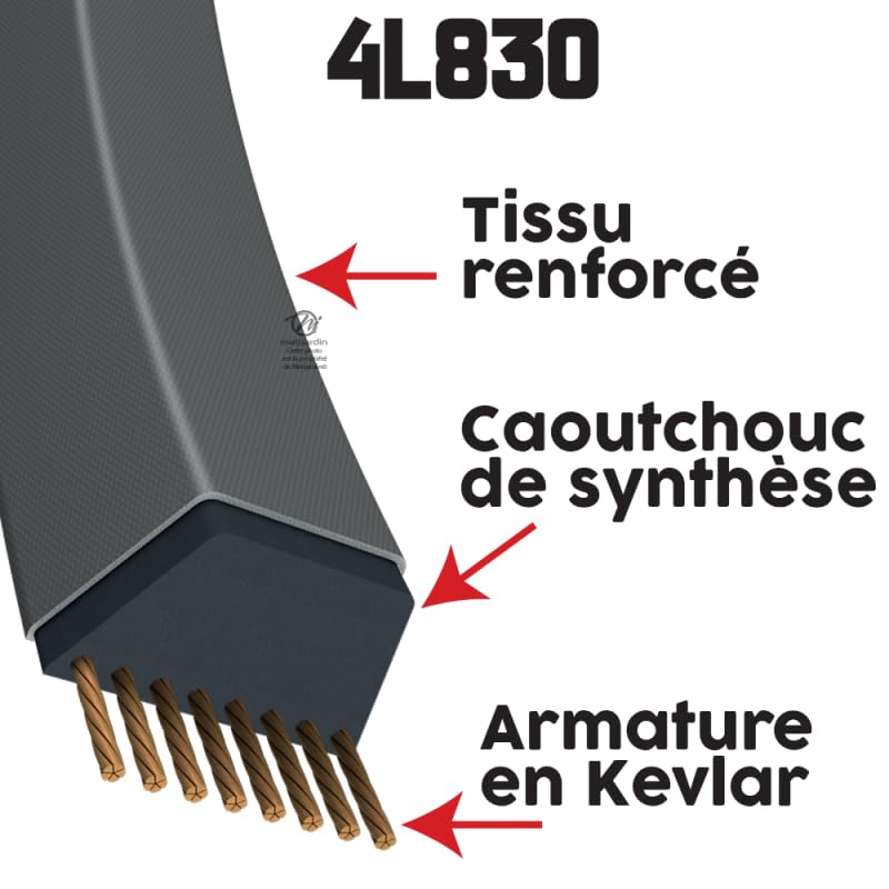 Matijardin - Courroie tondeuse 4L830 compatible avec Kevlar Trapézoïdale 12,7 mm x 2108 mm