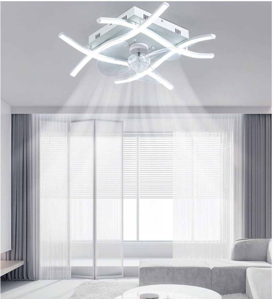 HXYSXHJUO Ceiling fan light Inverter Fan Light Iron Body Made of Pure Copper Motor Mute Bedroom Living Room (White)