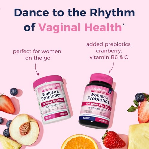NewRhythm Women's Probiotics, Organic Prebiotics, 70 Billion CFU 10 Strains, Vaginal Probiotics for Urinary & Digestive Health, 30 Vegan Capsules, No Bloating - Thumbnail 7