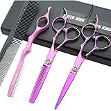 Professional Hair Cutting Scissors Set with Razor Comb Case,Hair cutting shears Hair Thinning shears with rose handle (5.5 inches)