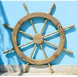 Nagina International Wood Crafted Sailor’s Special Nautical Pirate’s Pine Ship Wheel Roped | Vintage Home Decor | Wall Decor Hanging (72 Inches)