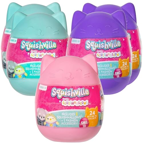 Image of Squishmallows Squishville Series 10 Mystery Mini 5 Pack Jazwares Plush | Soft Squishy Collectible Blind Little Figure Capsules Stuffed Animal Toy Gift for Kids, Boys & Girls