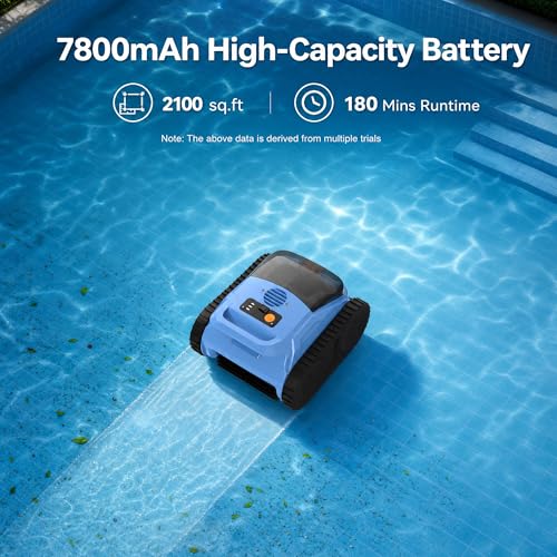 Image of Cordless Robotic Pool Cleaner for Inground Pools, Automatic Pool Vacuum with Wall Climbing and Waterline Scrubbing, 180 Mins Runtime for 2100 Sq.Ft Pools