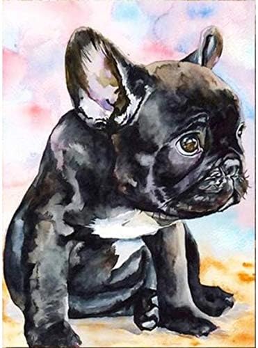 Pintura de diamante completo, Bulldog francés, bricolaje, bordado de diamantes redondos, imagen de dibujos animados, decoración de mosaico para el