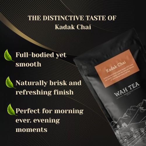 Image of Wah Tea Kadak CTC Chai | Premium Assam Black Tea | Hand-Plucked Whole Leaf | 100% Natural & Pesticide-Free | Strong Flavour & Rich Aroma | Energizing Daily Brew | De-Stress & Refresh | 250g