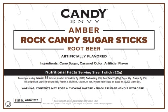Miniatura 7 de Amber Rock Candy - Palitos de azúcar con sabor a cerveza de raíz, 36 caramelos marrones envueltos individualmente
