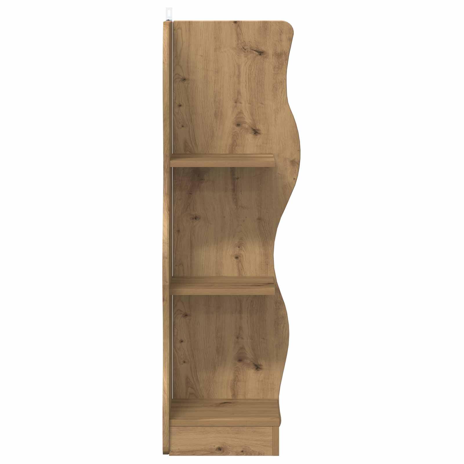 Scaffale angolare in rovere Artisan, 34 x 33 x 102 cm, con 2 ripiani, salvaspazio, per soggiorno, camera da letto, cucina, moderna scaffale da parete per riporre e decorare con stile