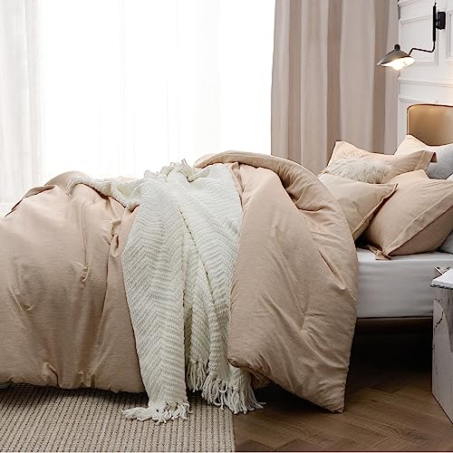 Image of Bedsure King Size Comforter Set - Sand King Comforter Set, Soft Bedding for All Seasons, Cationic Dyed Bedding Set, 3 Pieces, 1 Comforter (104 inchx90 inch) and 2 Pillow Shams (20 inchx36 inch+2 inch)
