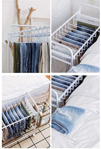 Porte-pantalons mobile blanc pour éviter les plis et optimiser les petits placards