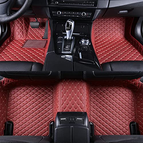 Custom Leather Car Floor Mat Fit for 99% Sedan SUV Sports Car Black Red Pink Blue Men's Women's Car Mats Carpet (Wine red)