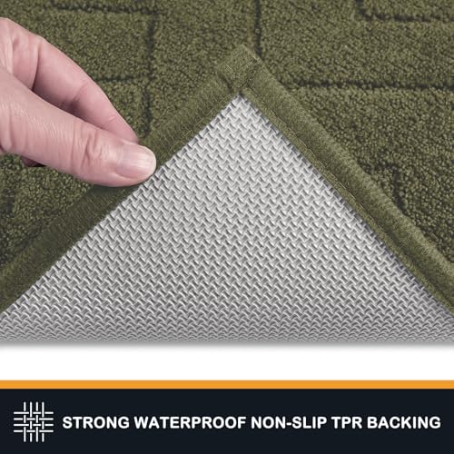PURRUGS Dirt Trapping Door Mat 32" x 70", Non-Slip Machine Washable Entry Rug, Shoe Scraper, Dog Doormat, Super Absorbent Welcome Mat for Front & Back Door, Muddy Wet Shoes & Paws, Sage Green