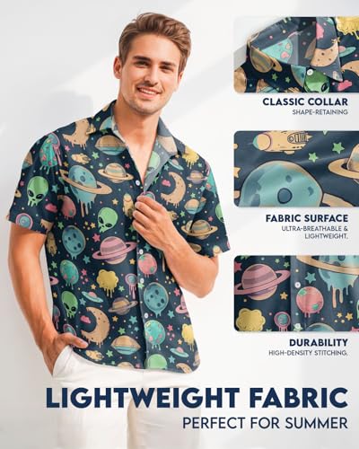 Image of 99TIMORO Fathers Funny Mens Hawaiian Shirt, Movie Button Down Short Sleeve Top, Father Day Summer Gifts
