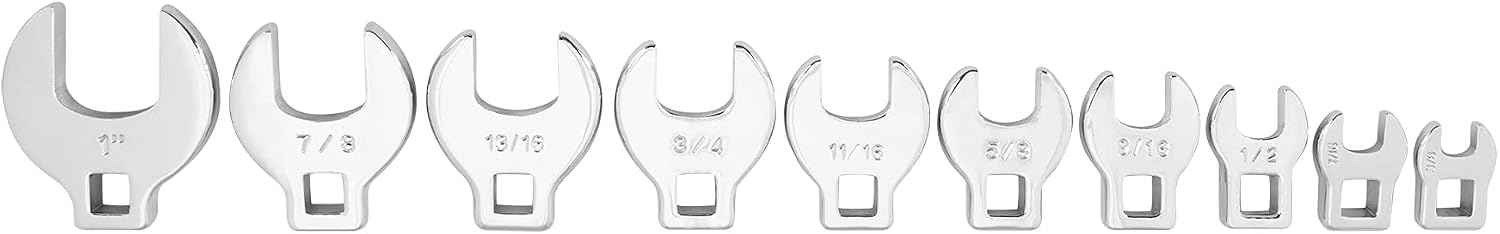 Performance Tool W453 10-Piece SAE Open End Crowfoot Wrench Set