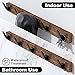 IURRDOP 17 Inch Walnut Wood Wall Mounted Coat Rack with 5 Black Hooks, Adhesive Mounted Entryway Hooks, Modern Natural Wooden Pegs for Hanging Coat Clothes Hat Bag Purse Key and Towel