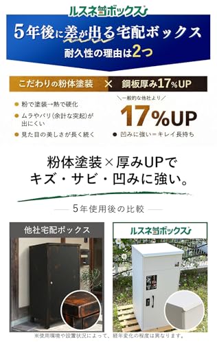 [ルスネコボックス] 宅配ボックス 防水 屋外 大容量 複数受け取り ダイヤルキー 戸建て用 置き配ボックス (ダークグリーン) 4枚目