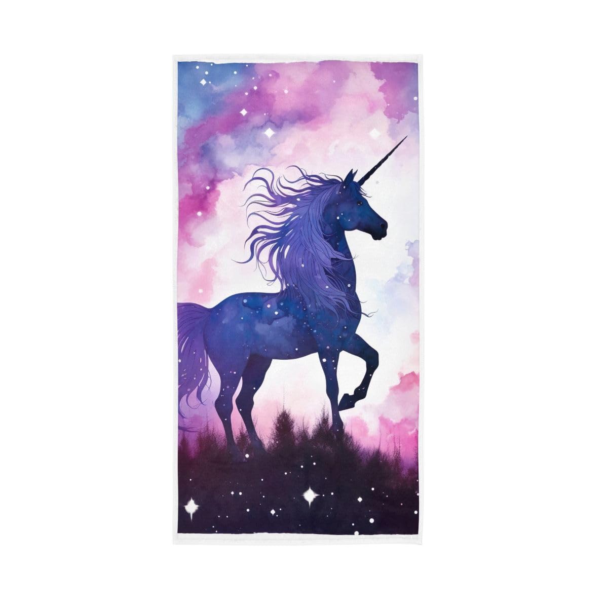 LSRCPD Unicorn Watercolor Space Hand Towels and Washcloths for Bathroom, Hand Towels for Bathroom, Travel, Camp, Hotel, Spa 15 x 30 Inches