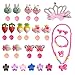 EQLEF Boucle doreille Clip Enfant, pour Petite Princesse avec Collier Pince à Cheveux Couronne Cheveux Mini Pinces à Cheveux, Kits de Bijoux Mignon pour Filles Habiller (26 pcs)