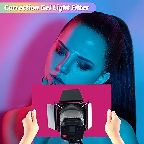 CAEEKER 11 PCS Correction Gel Light Filter Colored Overlays Transparency Color Film Plastic Sheets Lighting Gels Filter with 11 Colors, Black Yellow Rose Red Pink Green Purple Blue Orange (29.7x21cm)