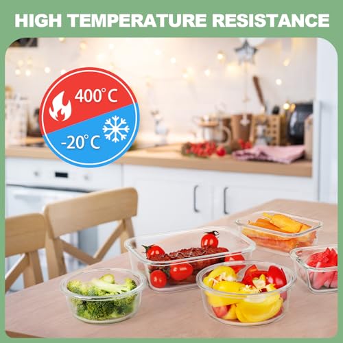 Skroam 24-Teiliges Glasbehälter-Set Mit Deckel - Frischhaltedosen für Lebensmittel, Meal Prep Boxen, Mikrowellengeeignet, BPA-Frei (12 Behälter & 12 Deckel)