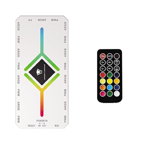 ShakingTank ARGB and PWM Hun, 9 Ports for A-RGB &PWM Case Fan Hub with Controller and SATA Power Input, Magnetic backplane Splitter 5V/3PIN Case Fan Hub Adapter PWM ARGB Fan White