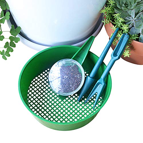 Fesjoy 3Pcs Seeding Tools Set Seed Dispenser Seed Spreaders Planter Sifting Pan Seedling Widger Seedling Dibber for Garden Flower Plant Grass Gardening Tool Set Sifting Pan