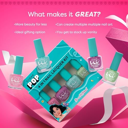 Image of SUGAR POP 4 in 1 Nail Lacquer Kit | Chip-resistant formula & Glossy Flinsh | Nail Polish Set - 04 Pastel Paradise