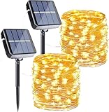 Joomer 2 Stück Solar Lichterkette Aussen, 12M 120 LED Lichterkette Solar Außen Wetterfest, 8 Modi...