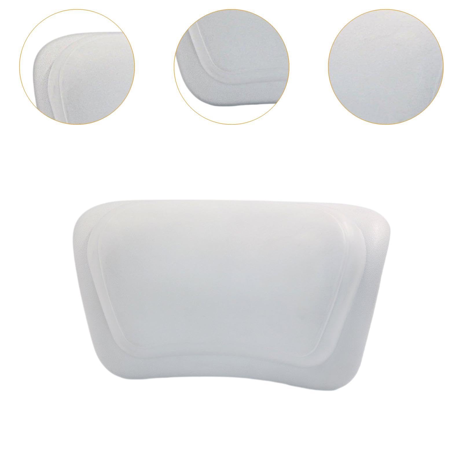 Almohada para Bañera con Ventosas Antideslizantes Y Soporte Firme para El Cuello Almohadilla de PU Suave Y Compacta Perfecta para Usar en Bañeras, Blanco