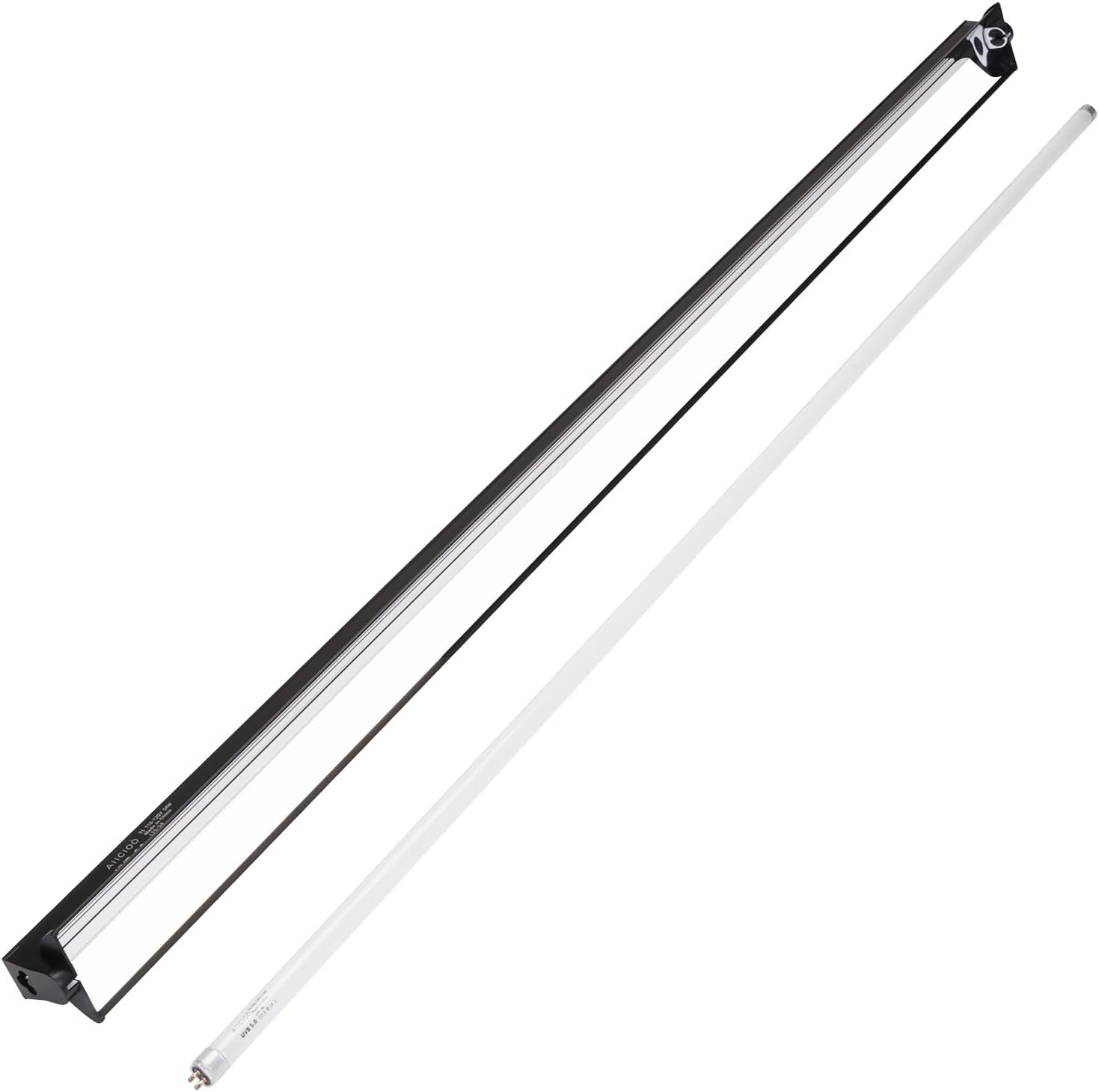 Aiicioo T5 UVB Lighting Combo Kit 54W - T5 UVB Reptile Light Fixture and T5 5.0 UVB Light Bulb for Bearded Dragon Leopard Gecko 5.0 Tropical 46Inch 54W