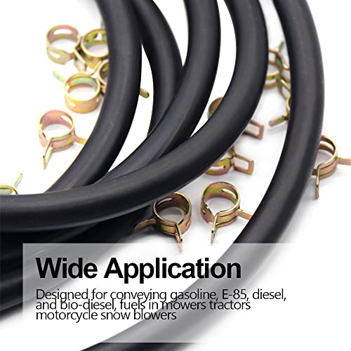 1/4 Inch Id Fuel Line, 10 Feet Gas Fuel Hose And Clamps For Kawasaki Kohler Briggs & Stratton John Deere Craftsman Riding Lawn Mower Tractor Generator Mini Bike Atv Motorcycle Snow Blowers Engines #TOP3