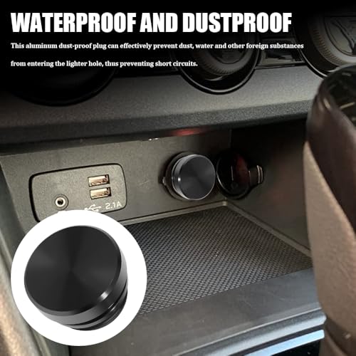 Image of Cigarette Lighter Plug Cover, Eject Button Car Cigarette Lighter, Standard 12 Volt Power Source Aluminum Dustproof Plug Universal Fits Most Vehicles (Black-K3)