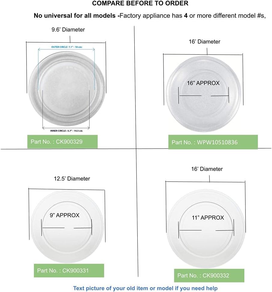 GLOB PRO SOLUTIONS PD00044154 EAP11755826 AP6022493 PS11755826 Microwave Glass Turntable Tray 16.5" inches Approx Replacement for and Compatible with KitchenAid Whirlpool Heavy Duty