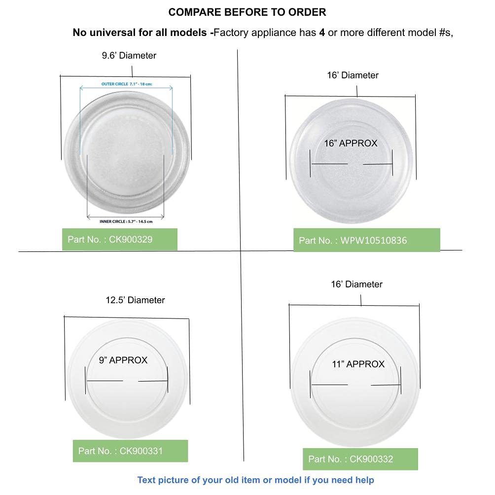 GLOB PRO SOLUTIONS WPW10510836 Microwave Glass Turntable Tray 16.5