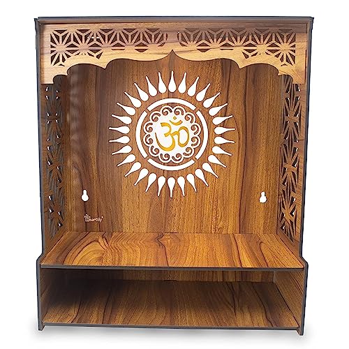 Puja Mandir pour la maison temple en bois avec spot LED pour le bureau